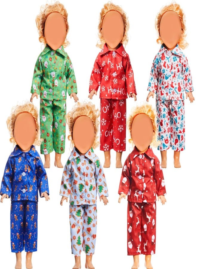 Simgoing 6 Set Christmas Doll Clothes for 18 Inch Dolls Accessories Christmas Pajamas Set Fashion Doll Clothes Pajamas Decor for Xmas Holiday Decoration Gift Supplies - Image 1